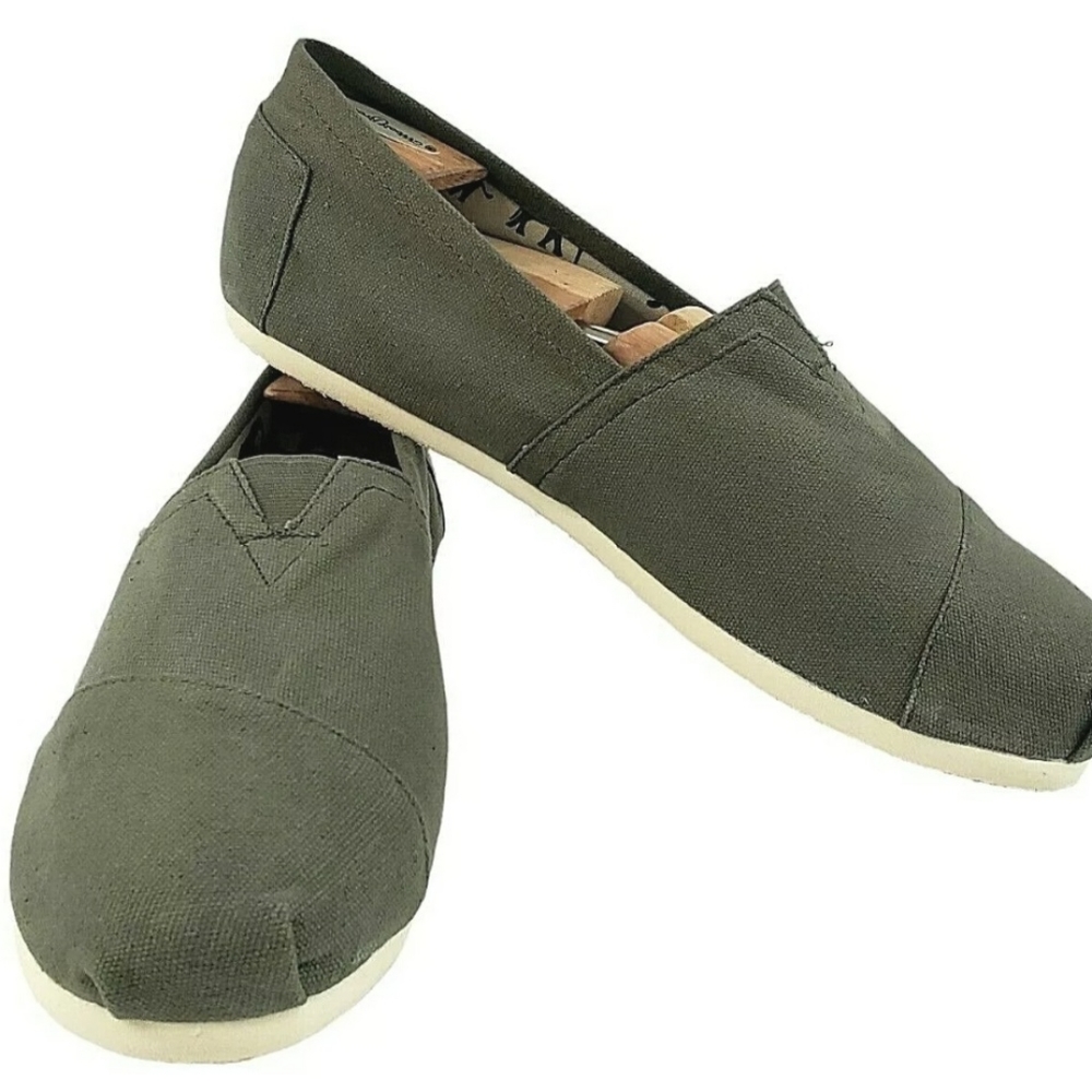 Toms Shoes Mens Size US 11 Alpargatas Classic Canvas Slip On Olive Green NEW
